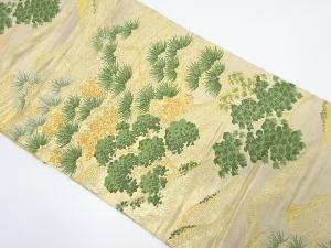 アンティーク　遠山に松・樹木模様織り出し袋帯（着用可）